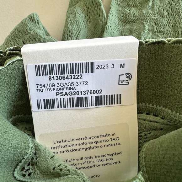 NWT GUCCI TIGHTS GREEN TIGHTS FLORAL Sz M - Picture 5 of 6